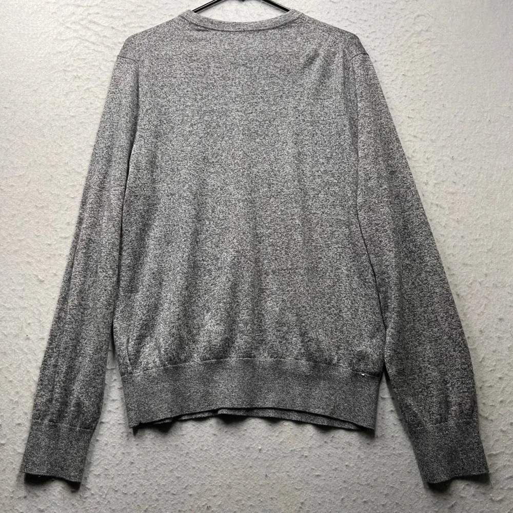 Banana Republic Mens Large Grey Silk Cashmere Cotton V-Neck Sweater Luxury Blend
